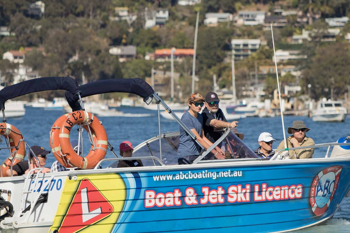 Students participating in Australian Boating College Sydney's NSW Boat Licence Course