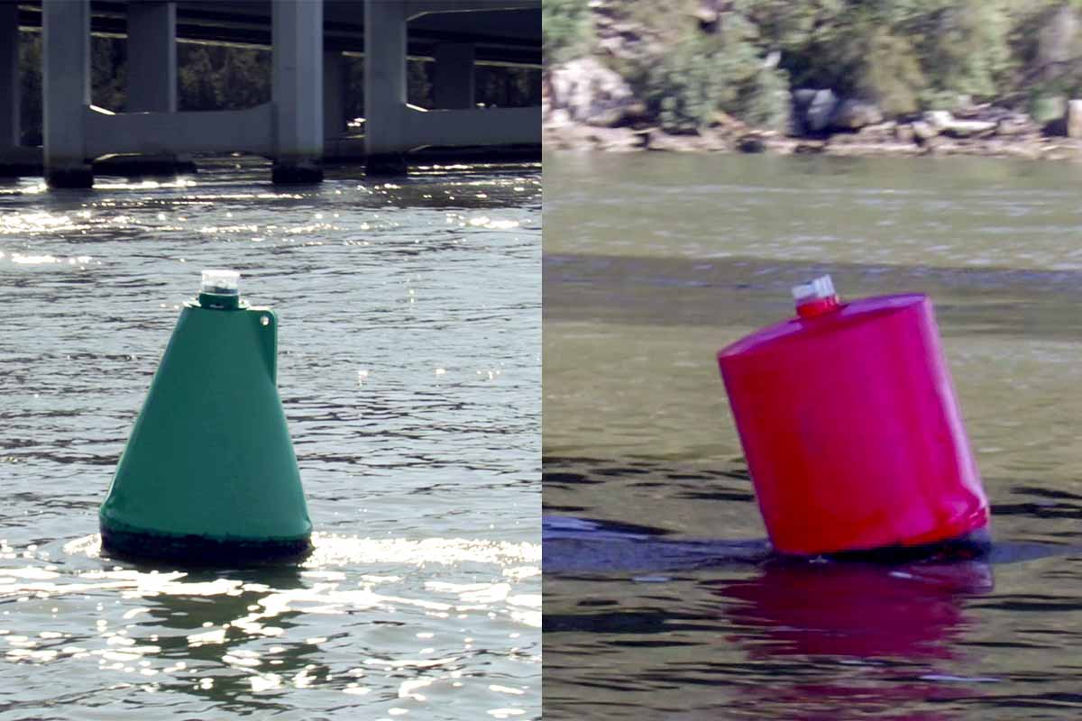 An example of Red and Green Channel Marks in the NSW Boat Theory & Test Course