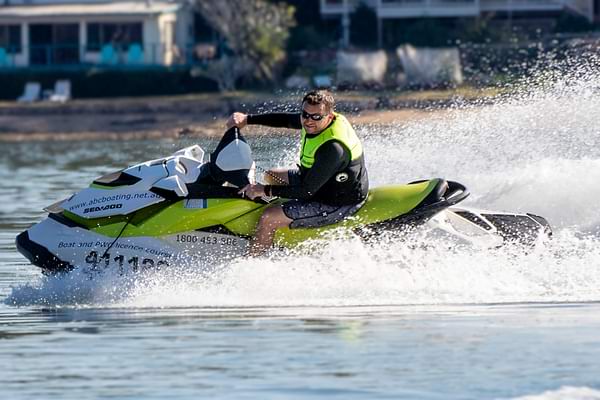 Man riding a Jet Ski or PWC, having completed the NSW Jetski Licence Upgrade Course