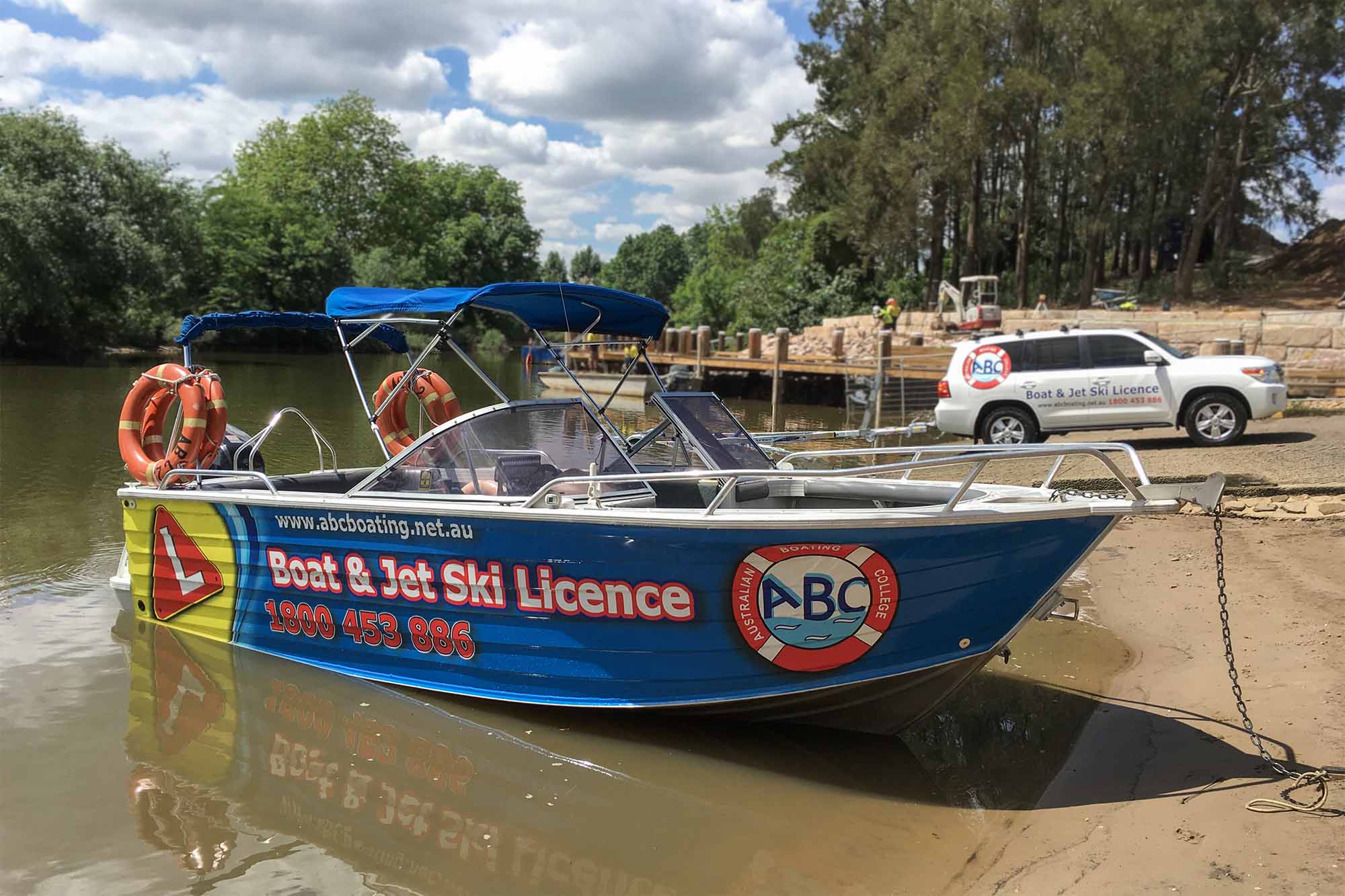 An ABC Boat at the Windsor Boat Ramp, ready to get back onto the trailer